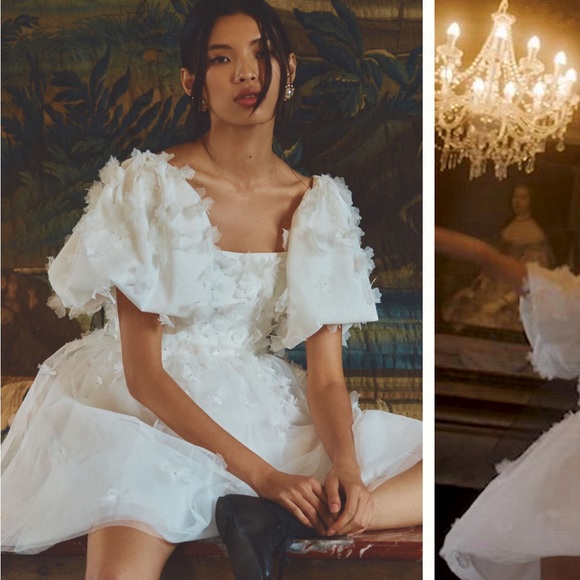 BHLDN Dresses & Skirts - NWT BHLDN Cleo Square Neck Puff Sleeve Mini Dress